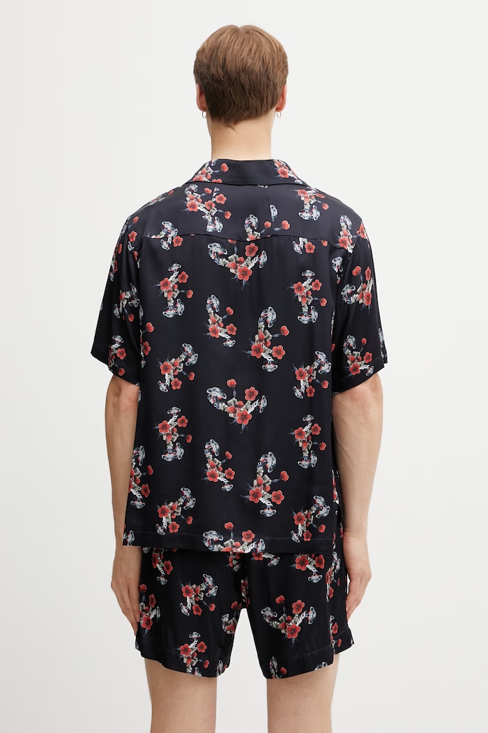 Îmbrăcăminte RHUDE Turbo Floral cămașă cu vâscoză bărbătească RHSS26SR04358 negru