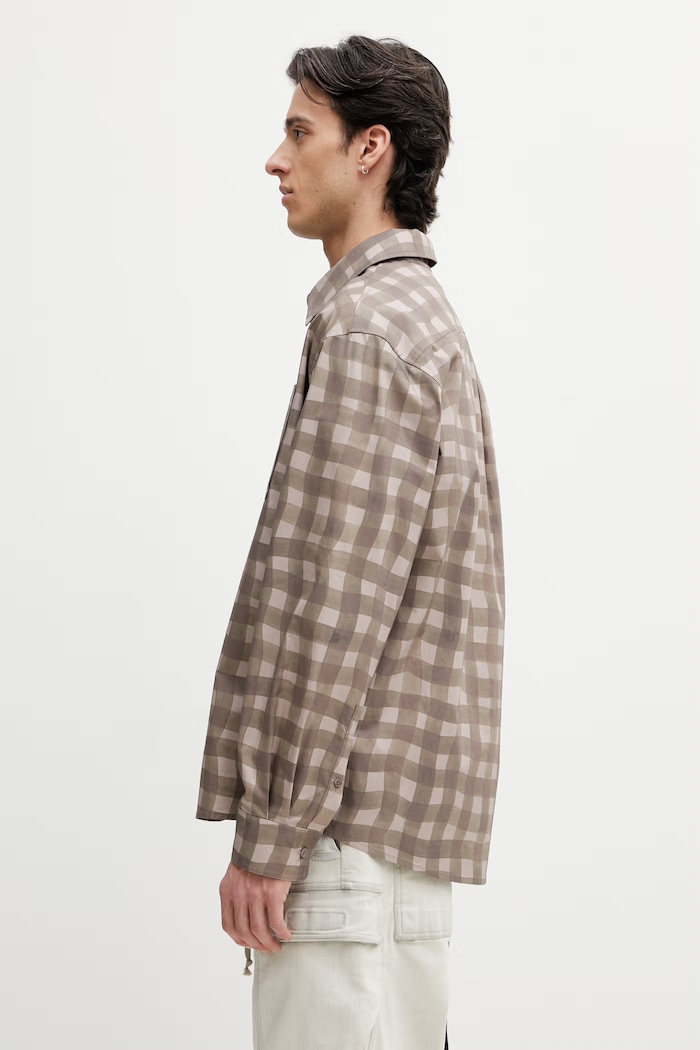 Axel Arigato Distort Gingham Shirt πουκάμισο βαμβακερό ανδρικό A3876003 καφέ SS26