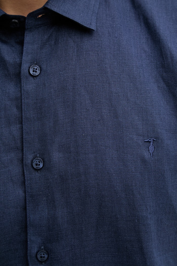 Trussardi риза мъжка от лен 5025N000032N тъмносин