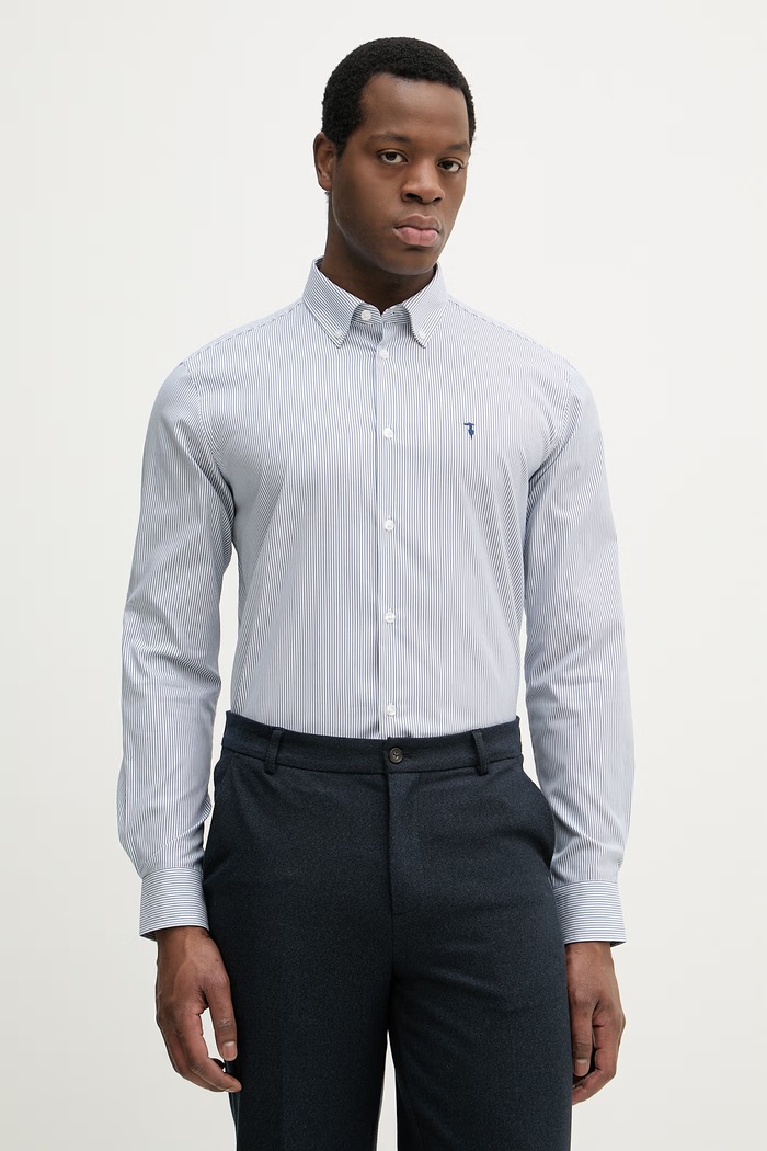 Trussardi cămașă din bumbac imprimeu albastru 5029N000036N