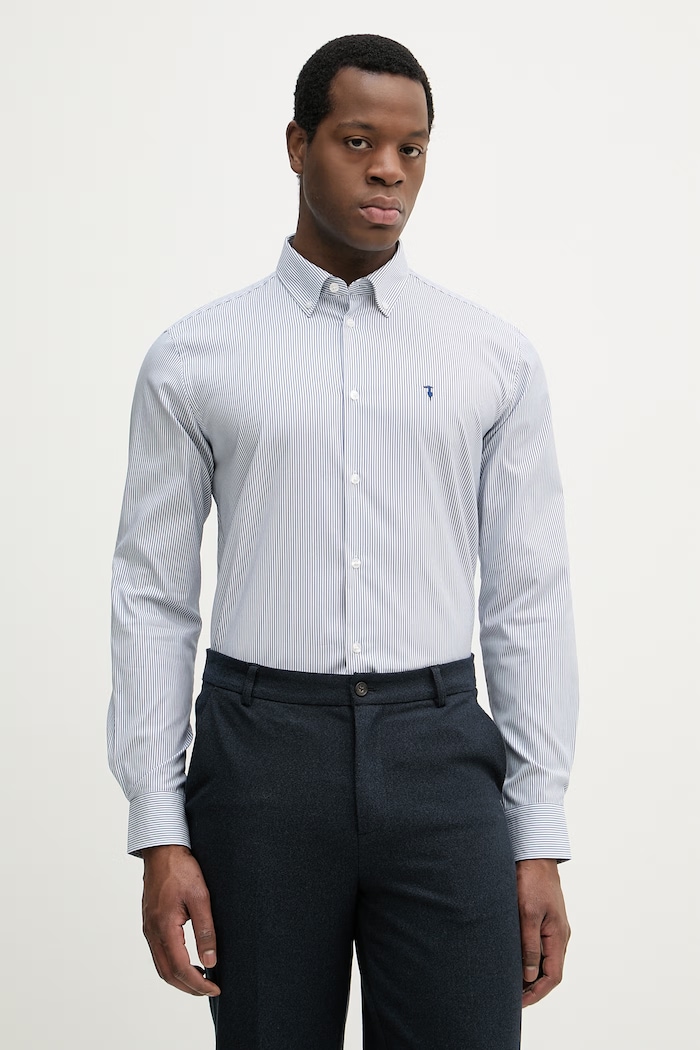Trussardi cămașă din bumbac imprimeu albastru 5029N000036N