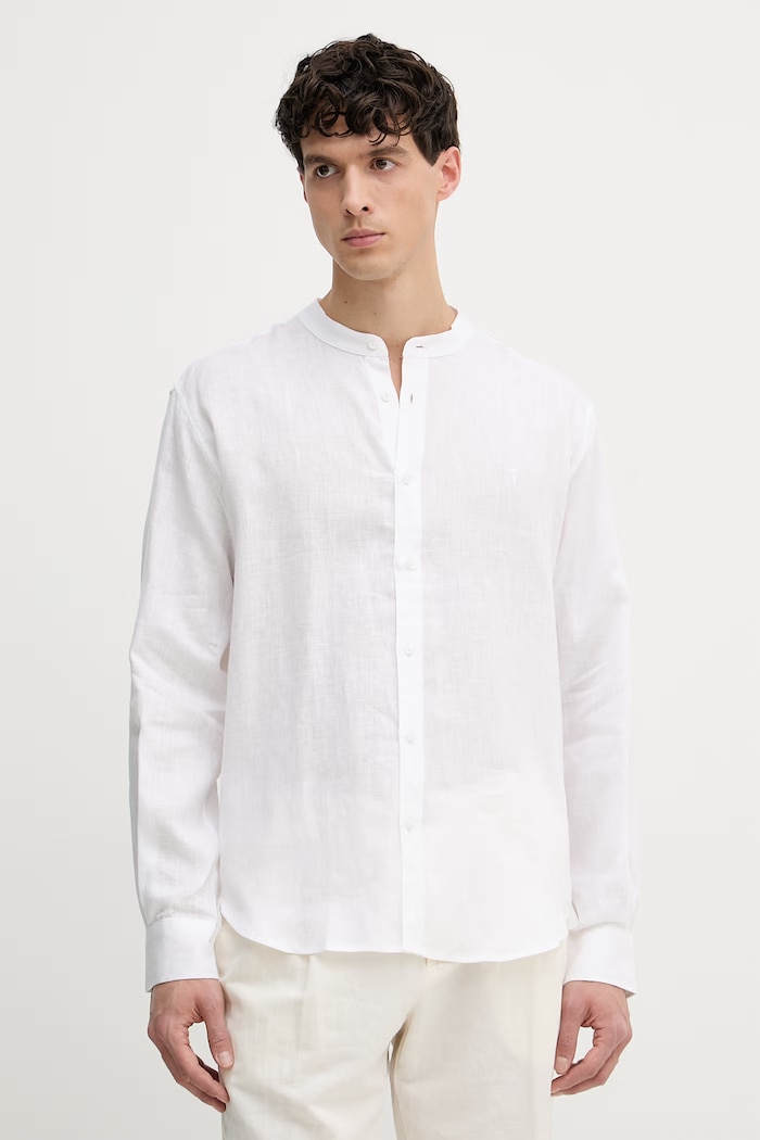 Trussardi košile pánská lněná bílá 5032N000039N