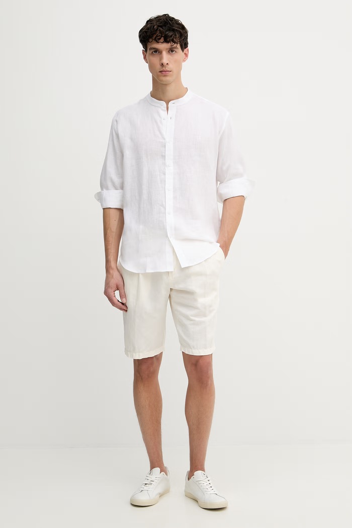 Trussardi košile pánská lněná 5032N000039N bílá SS26