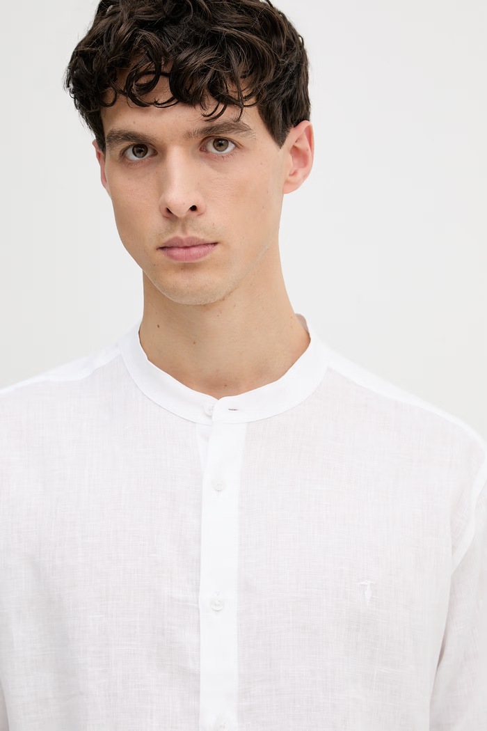 Trussardi košile pánská lněná bílá 5032N000039N