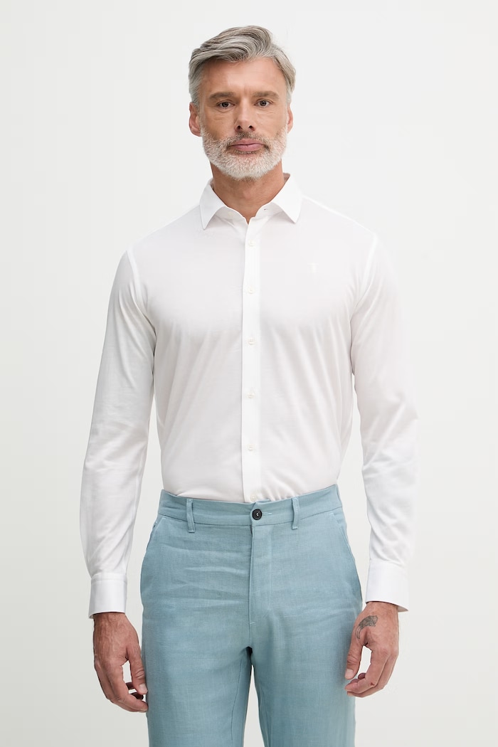 Trussardi риза мъжка с памук бял 58008000021N
