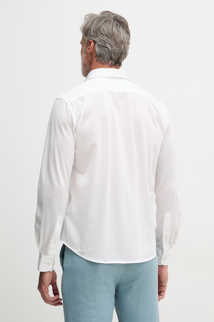 Дрехи Trussardi риза мъжка с памук 58008000021N бял
