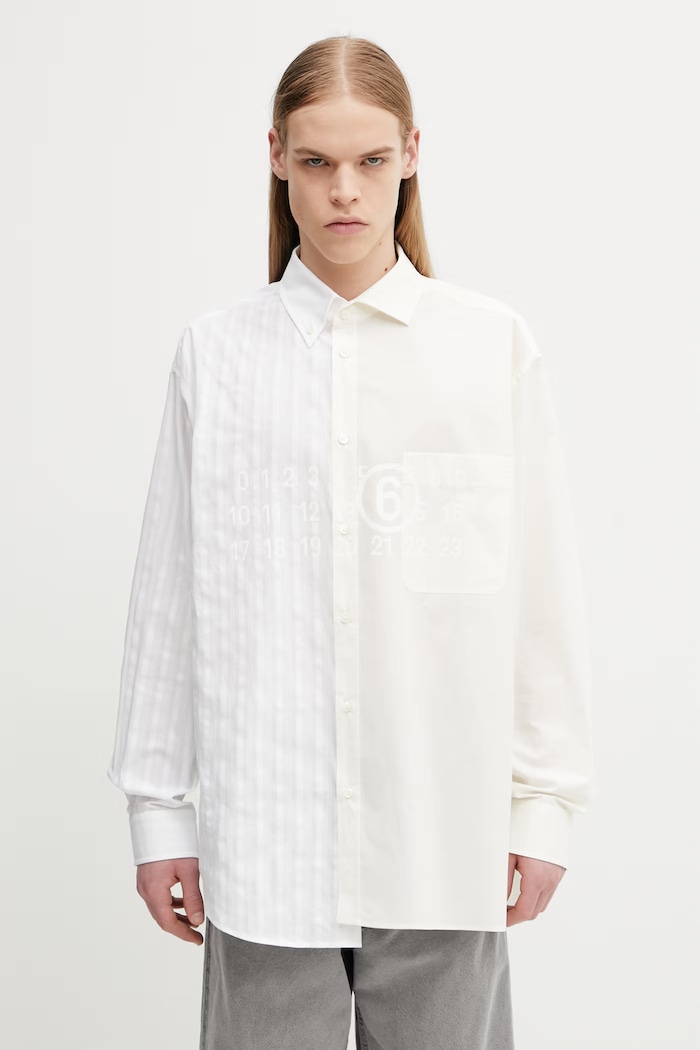 MM6 Maison Margiela рубашка из хлопка для мужчин бежевый SH0DT0025.MTN135.961