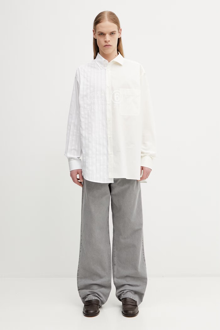 MM6 Maison Margiela рубашка из хлопка для мужчин SH0DT0025.MTN135.961 бежевый