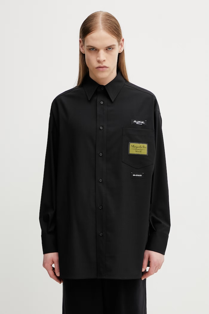 MM6 Maison Margiela Πουκάμισο ανδρικό με πρόσμιξη μαλλιού μαύρο SH0DT0040.M35733.900