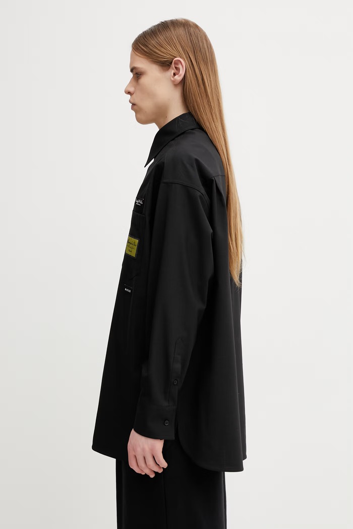 MM6 Maison Margiela Πουκάμισο ανδρικό με πρόσμιξη μαλλιού SH0DT0040.M35733.900 μαύρο SS26