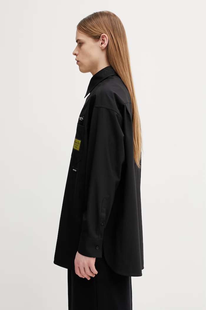 MM6 Maison Margiela Πουκάμισο ανδρικό με πρόσμιξη μαλλιού SH0DT0040.M35733.900 μαύρο SS26