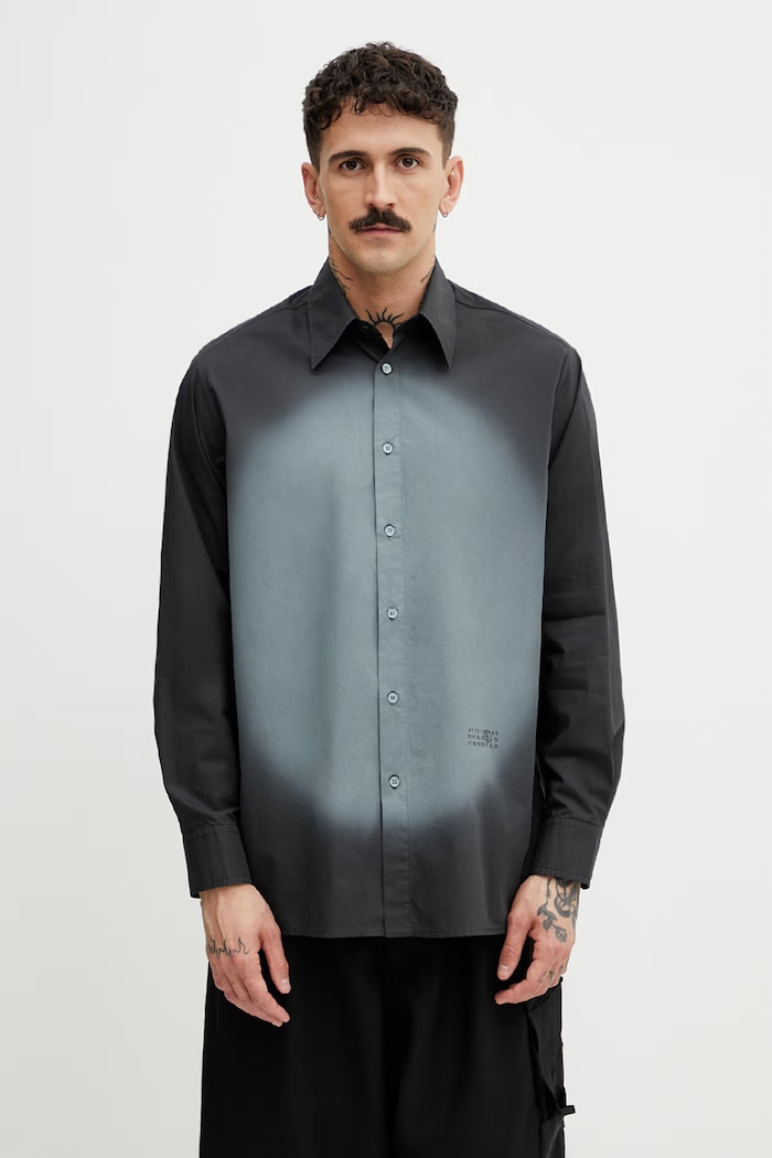 MM6 Maison Margiela koszula męska bawełniana czarny SH0DT0042.M35256.899