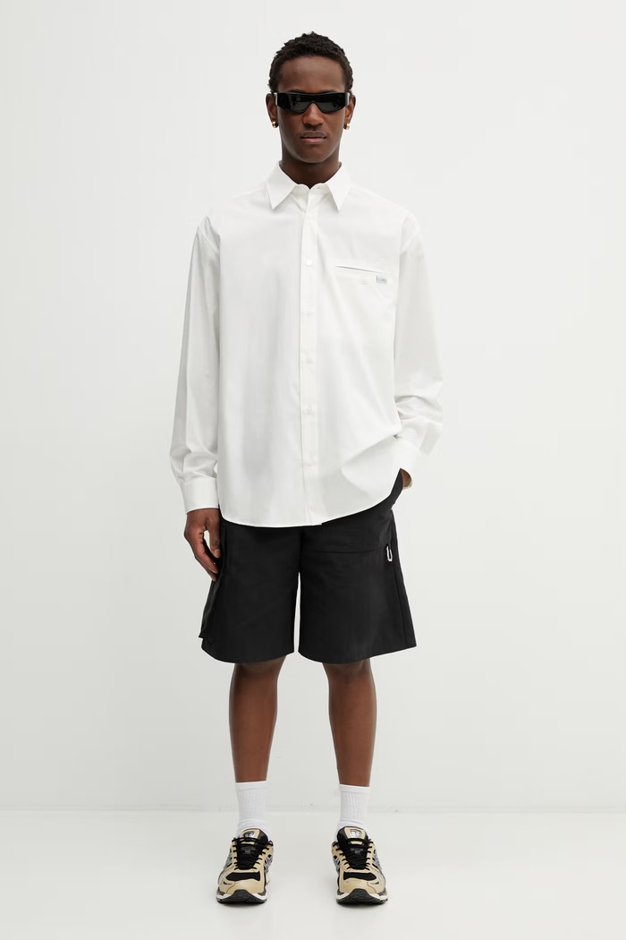 Βαμβακερό πουκάμισο MM6 Maison Margiela SH0DT0043.M35480.101 μπεζ