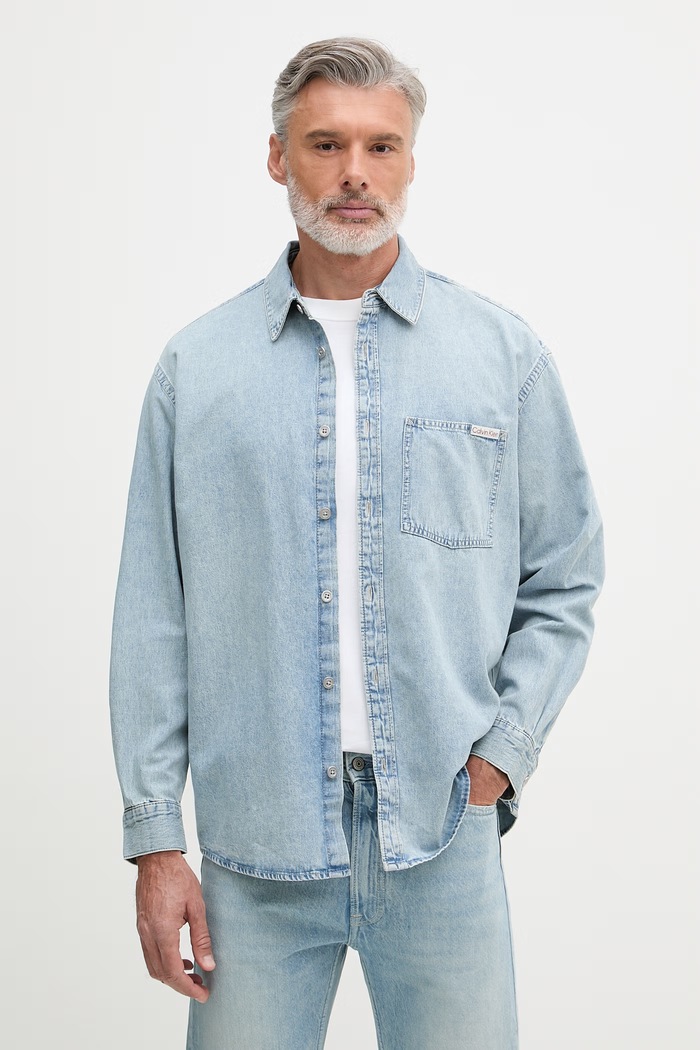 Calvin Klein Jeans cămașă pentru bărbați, din denim albastru LV04RF918G