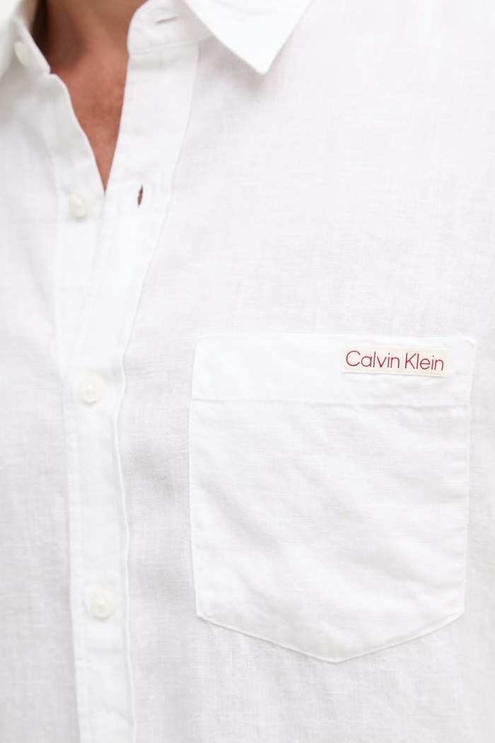 Calvin Klein Jeans košeľa pánska s ľanom LV04RF121G biela