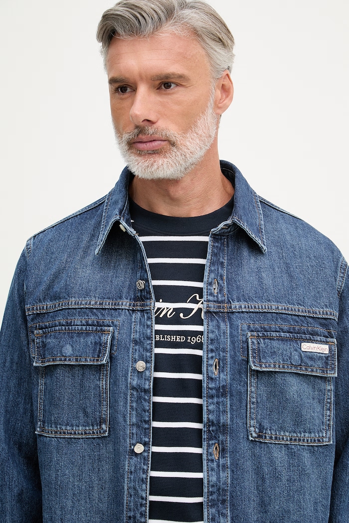Calvin Klein Jeans cămașă pentru bărbați, din denim bleumarin LV04RF904G