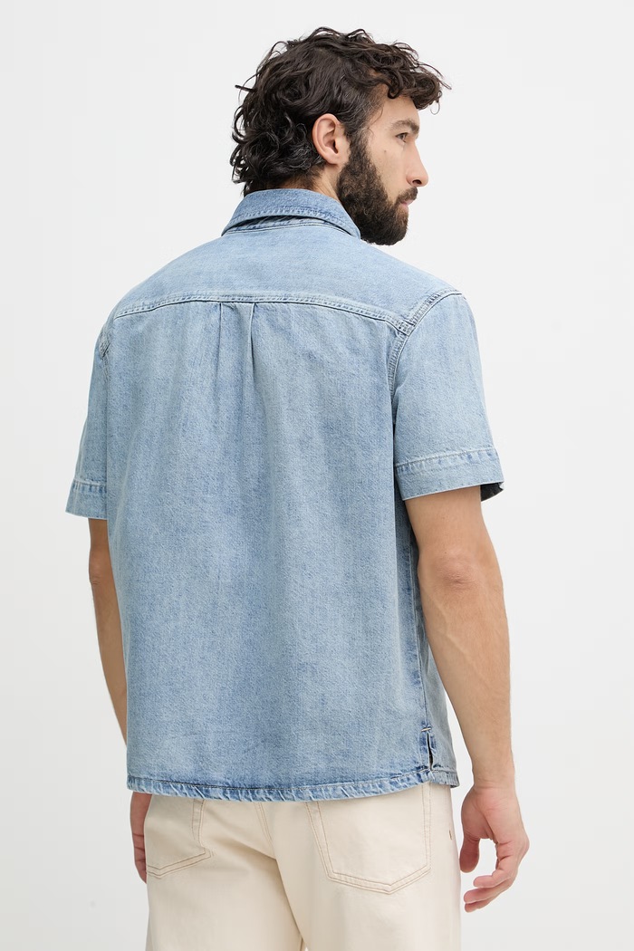 Îmbrăcăminte Calvin Klein Jeans cămașă pentru bărbați, din denim LV04RF906G albastru