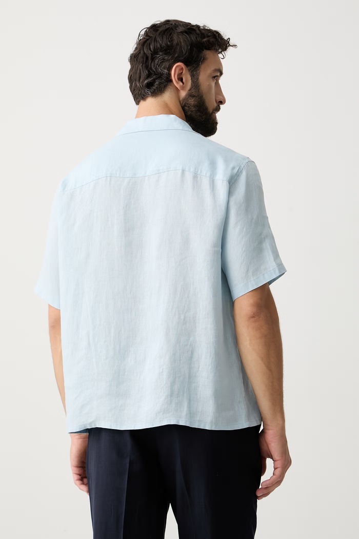 United Colors of Benetton cămașă pentru bărbați, din in 5BKUUQ06S albastru SS26