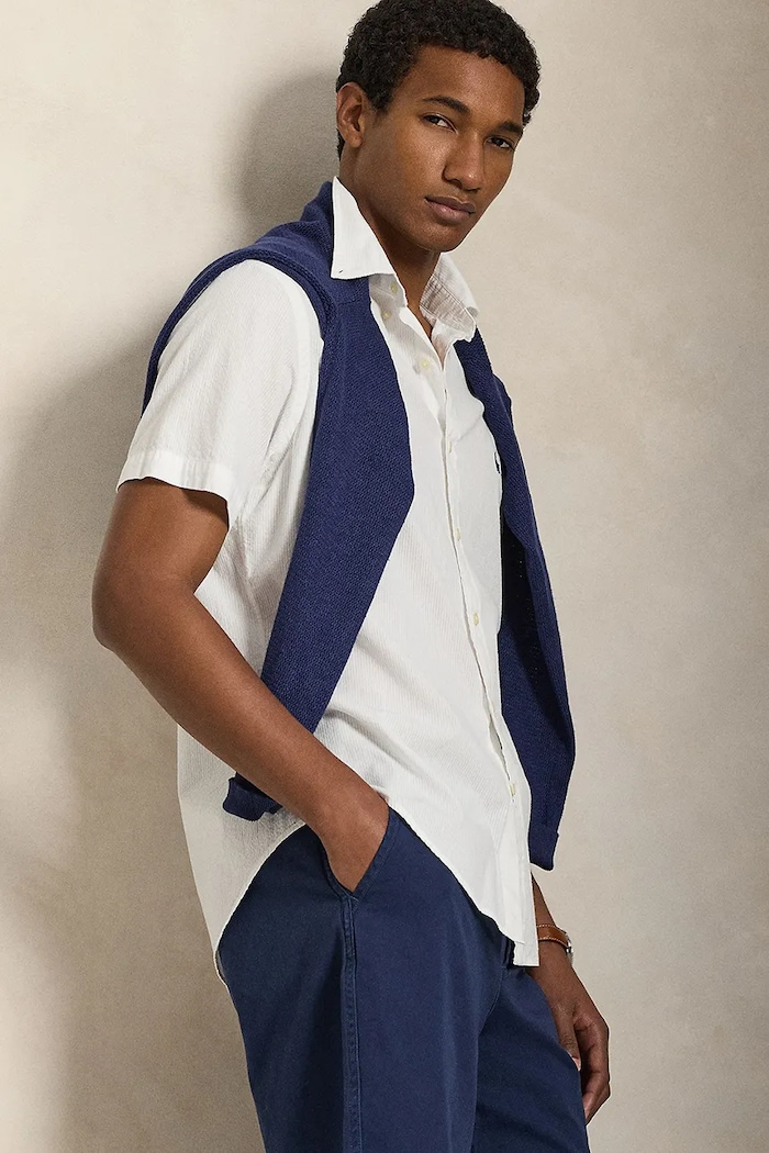 Polo Ralph Lauren cămașă pentru bărbați, din bumbac 710906575 alb