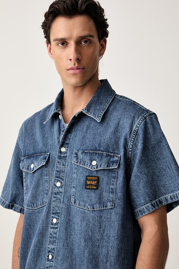 Levi's koszula męska bawełniana SS WORKER - WW x WORKWEAR niebieski 003O1