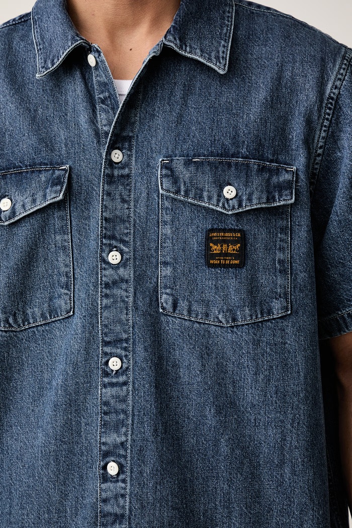 Levi's koszula męska bawełniana SS WORKER - WW x WORKWEAR 003O1 niebieski