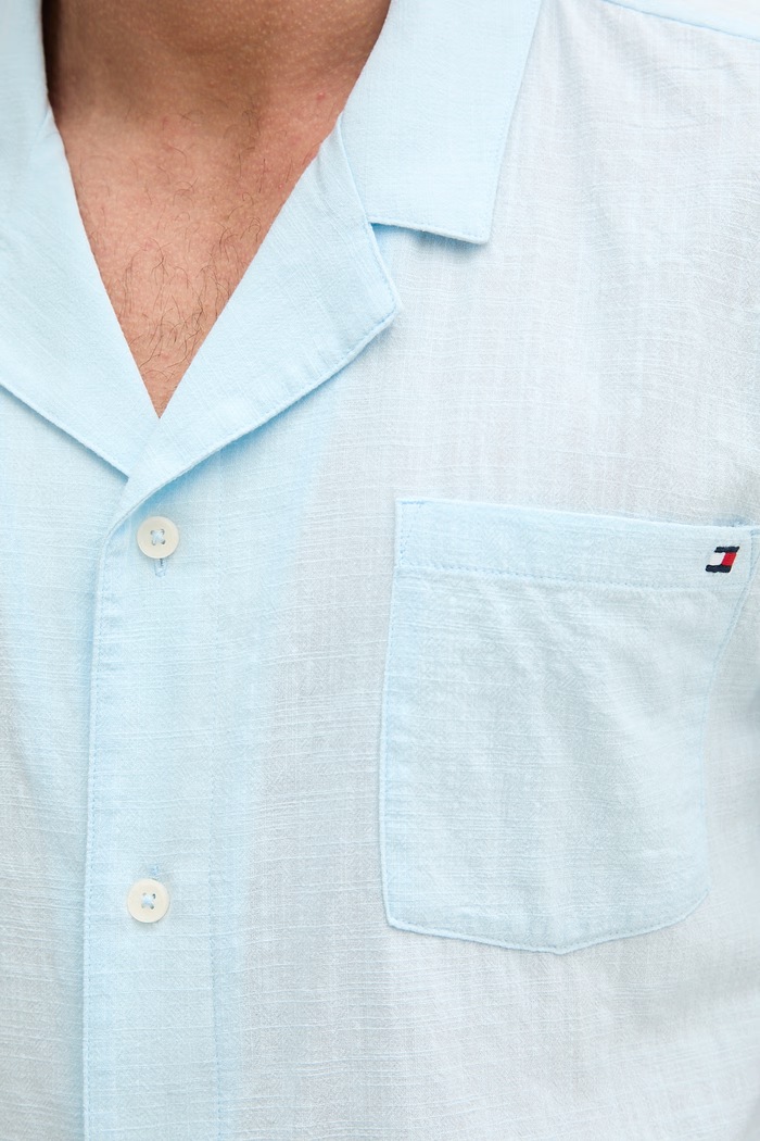 Tommy Hilfiger košeľa pánska bavlnená SUMMER UM0UM03842 modrá