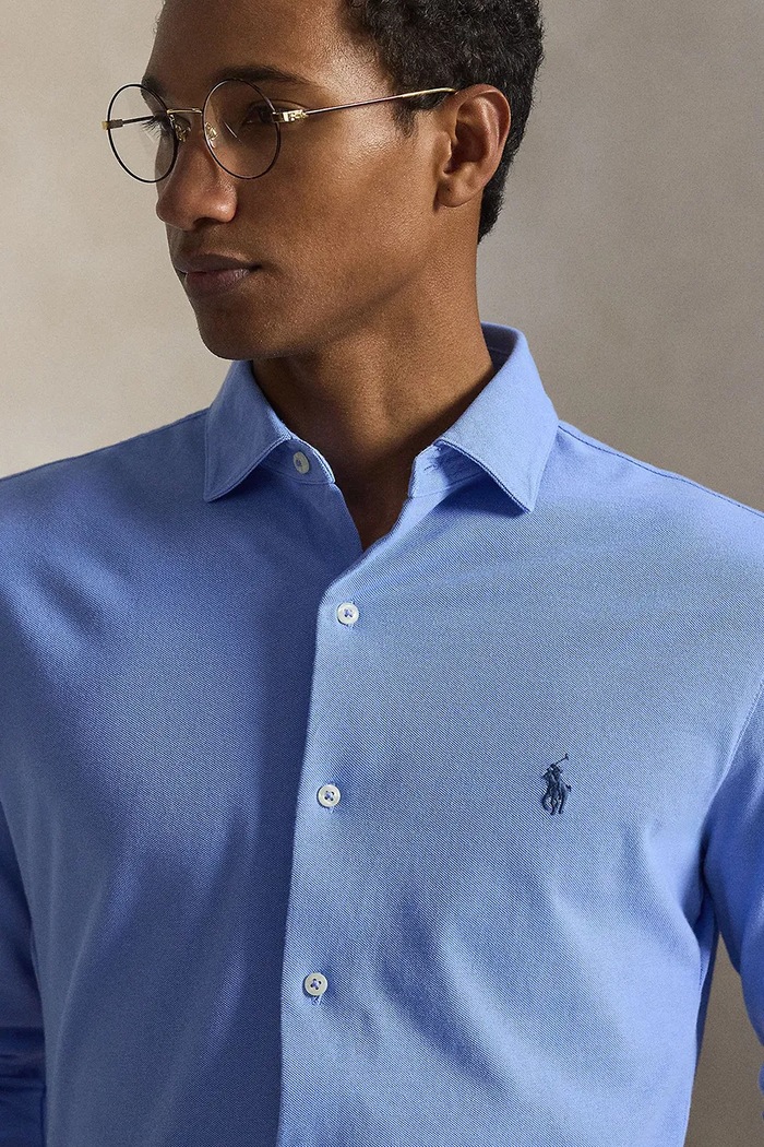 Bombažna srajca Polo Ralph Lauren modra 710A12399