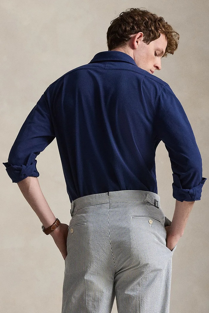 Bombažna srajca Polo Ralph Lauren 710A12399 modra SS26