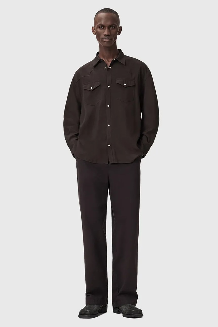 Oblečenie Košeľa AllSaints PICKETT M017SE hnedá