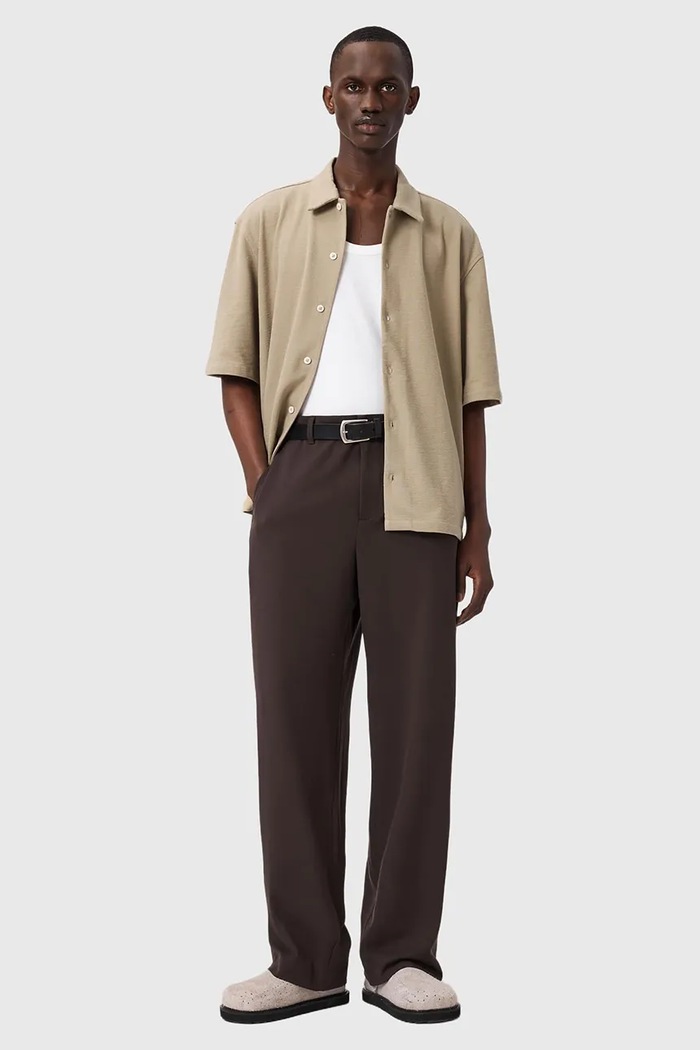 Îmbrăcăminte AllSaints cămașă din bumbac STALLON M020SE bej