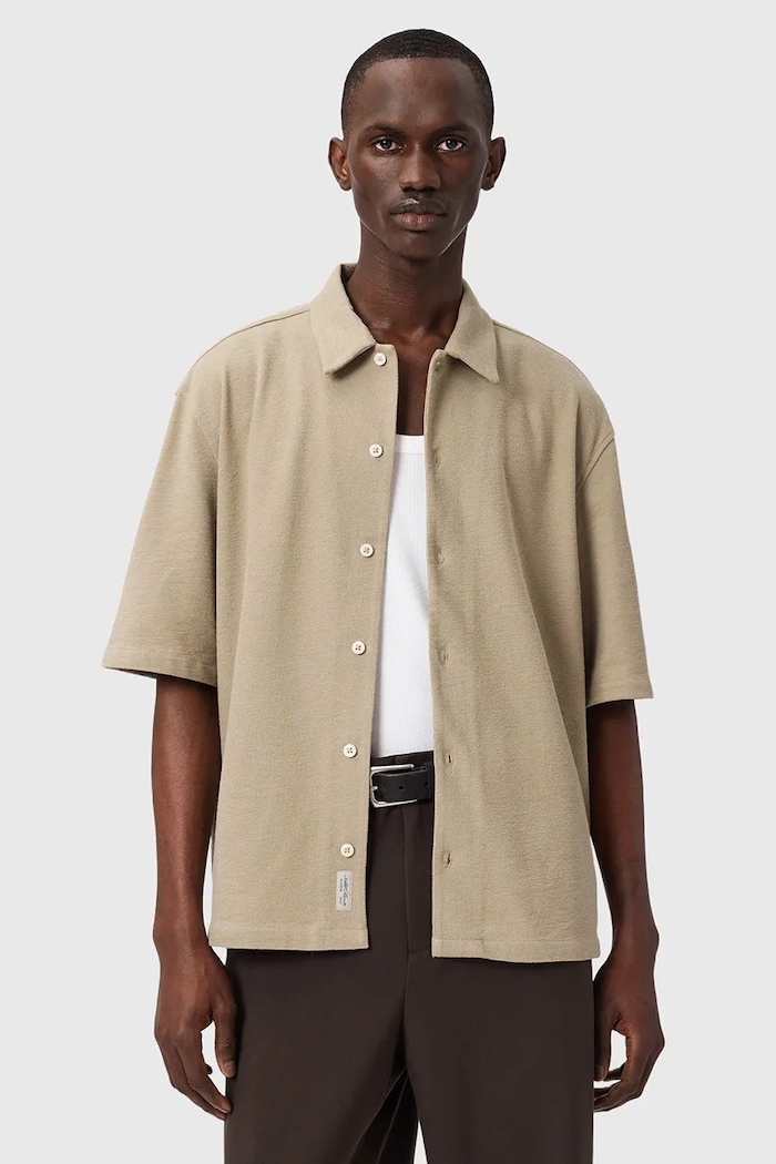 AllSaints cămașă din bumbac STALLON bej M020SE