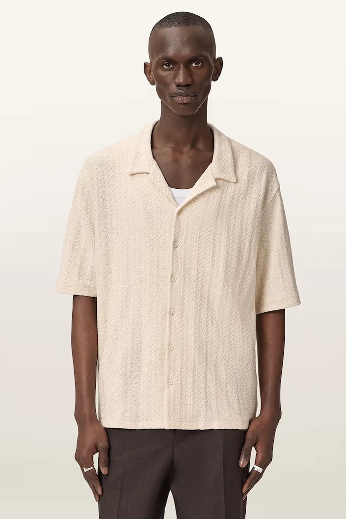 AllSaints cămașă din bumbac TRACE M038SE bej