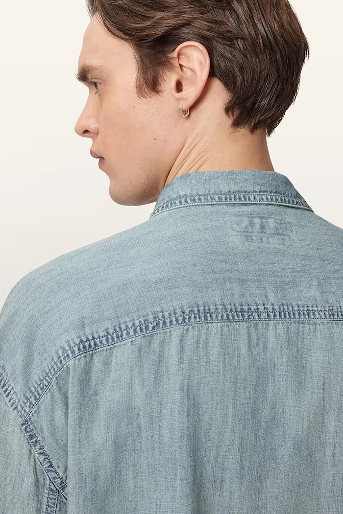 AllSaints Cămașă pentru bărbați din denim GRIBBS M042SE albastru