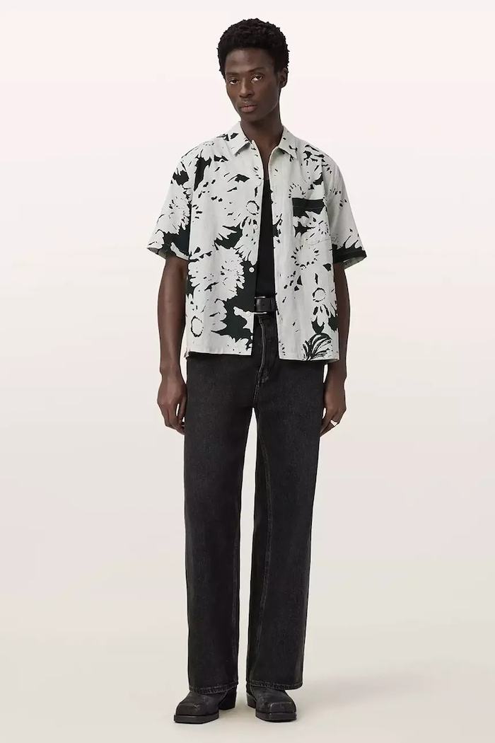 AllSaints koszula z dodatkiem lnu GIRONA biały M045SE