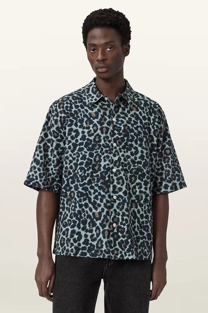 AllSaints koszula z dodatkiem lnu SILESIA casual szary M047SE