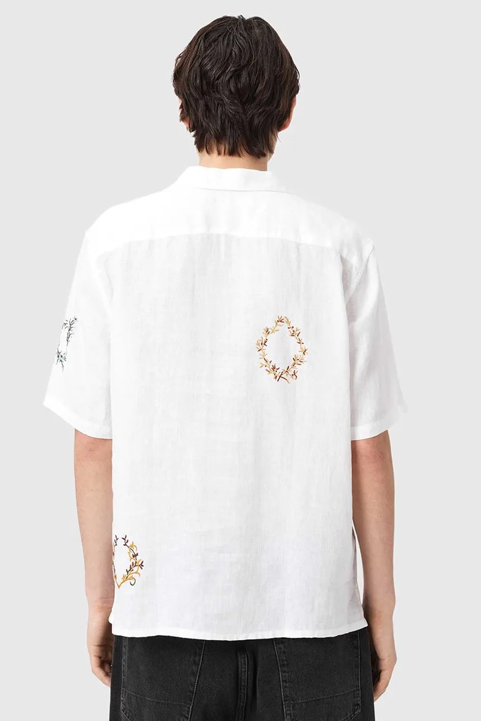 AllSaints Cămașă pentru bărbați din in DECK M054SE bej SS26