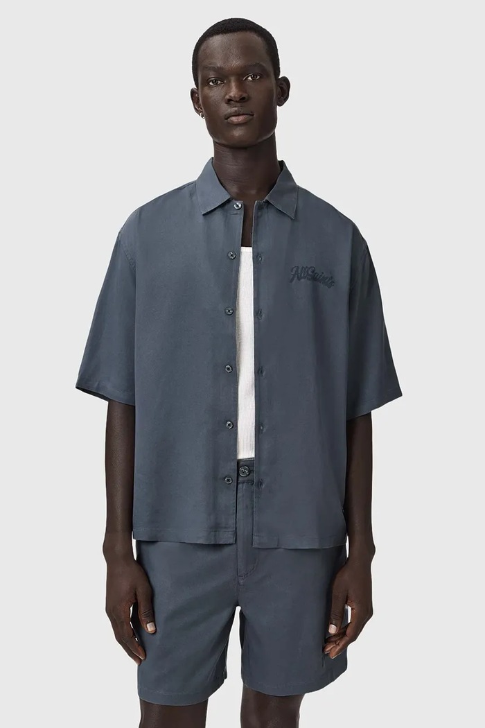 AllSaints košeľa pánska ODYSSEY modrá M116SE