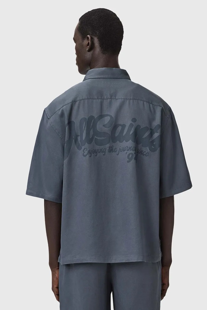 AllSaints košeľa pánska ODYSSEY M116SE modrá SS26
