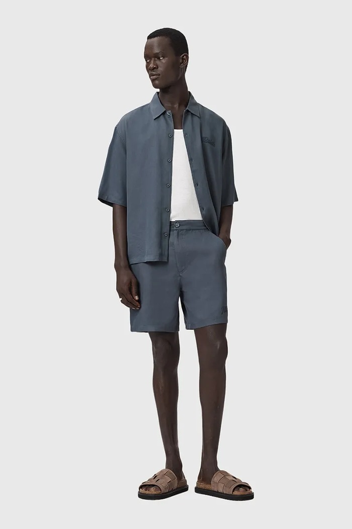 Oblečenie AllSaints košeľa pánska ODYSSEY M116SE modrá