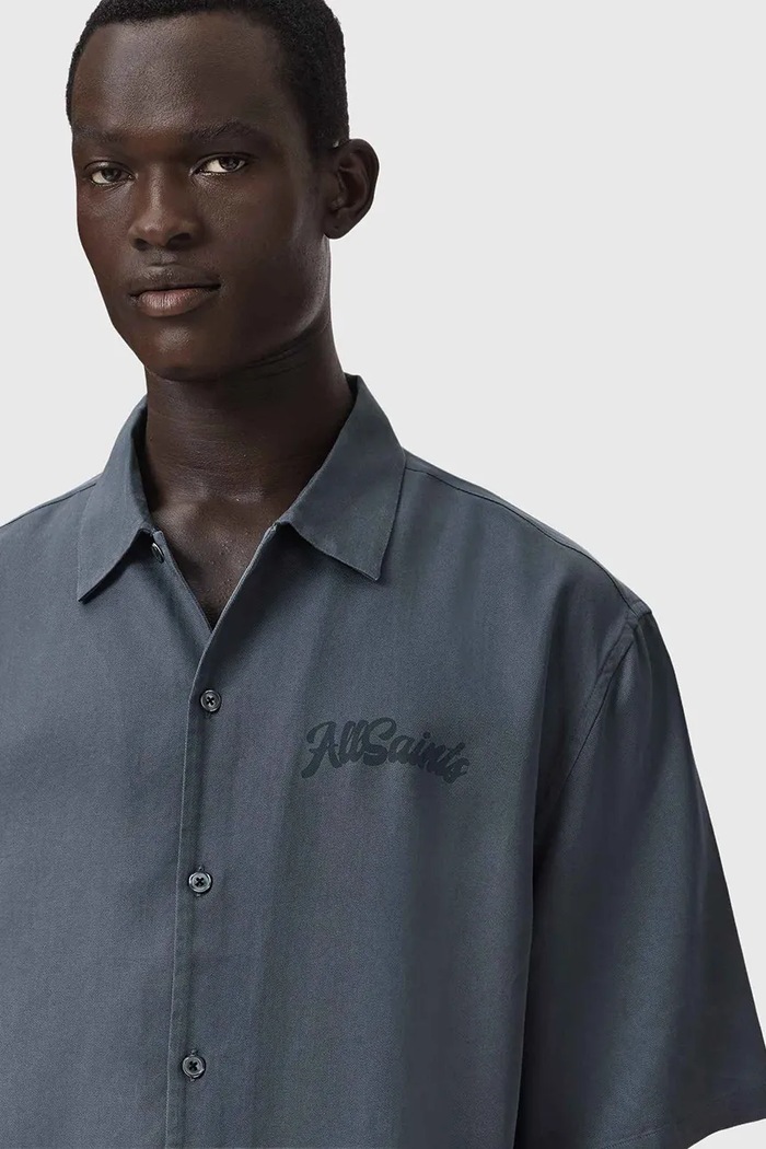 AllSaints košeľa pánska ODYSSEY M116SE modrá