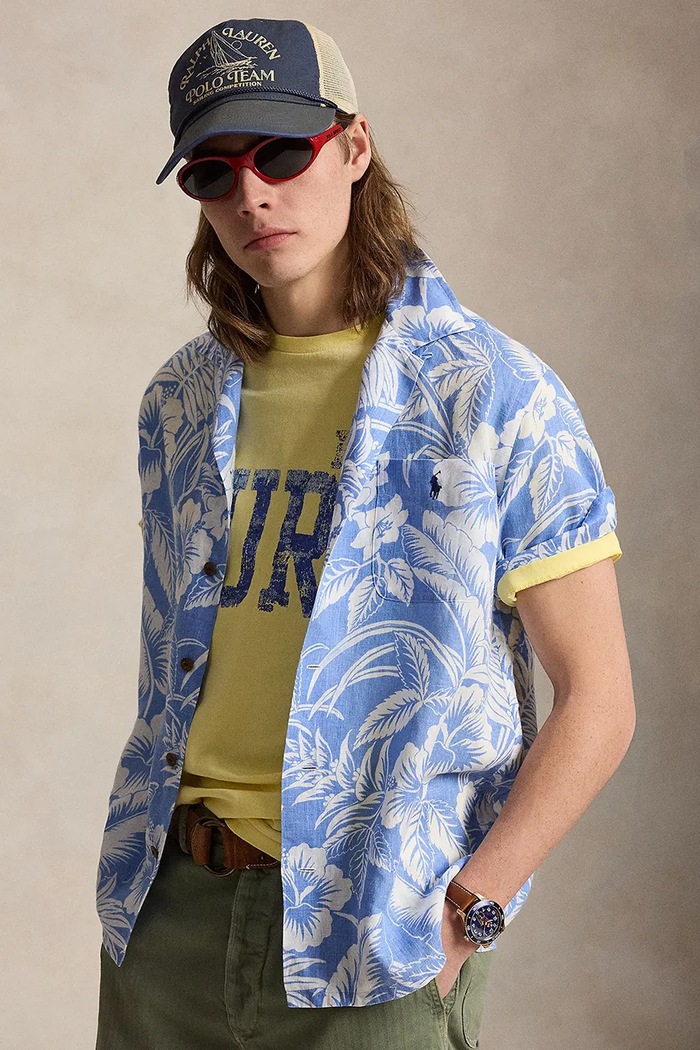 Polo Ralph Lauren košeľa pánska ľanová modrá 710B14225