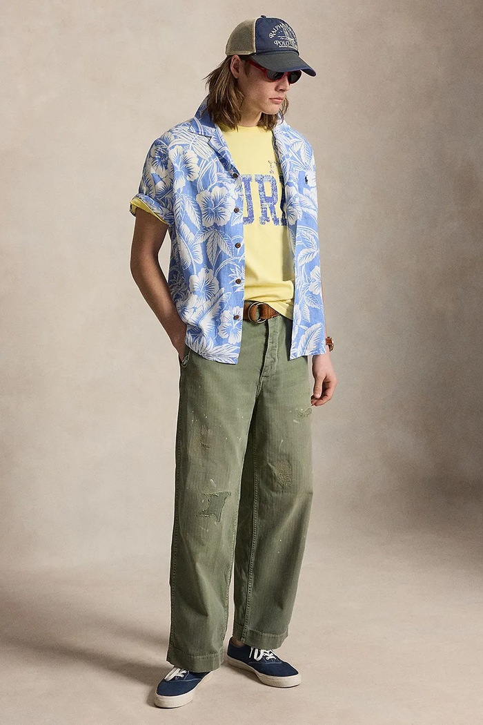 Oblečenie Polo Ralph Lauren košeľa pánska ľanová 710B14225 modrá
