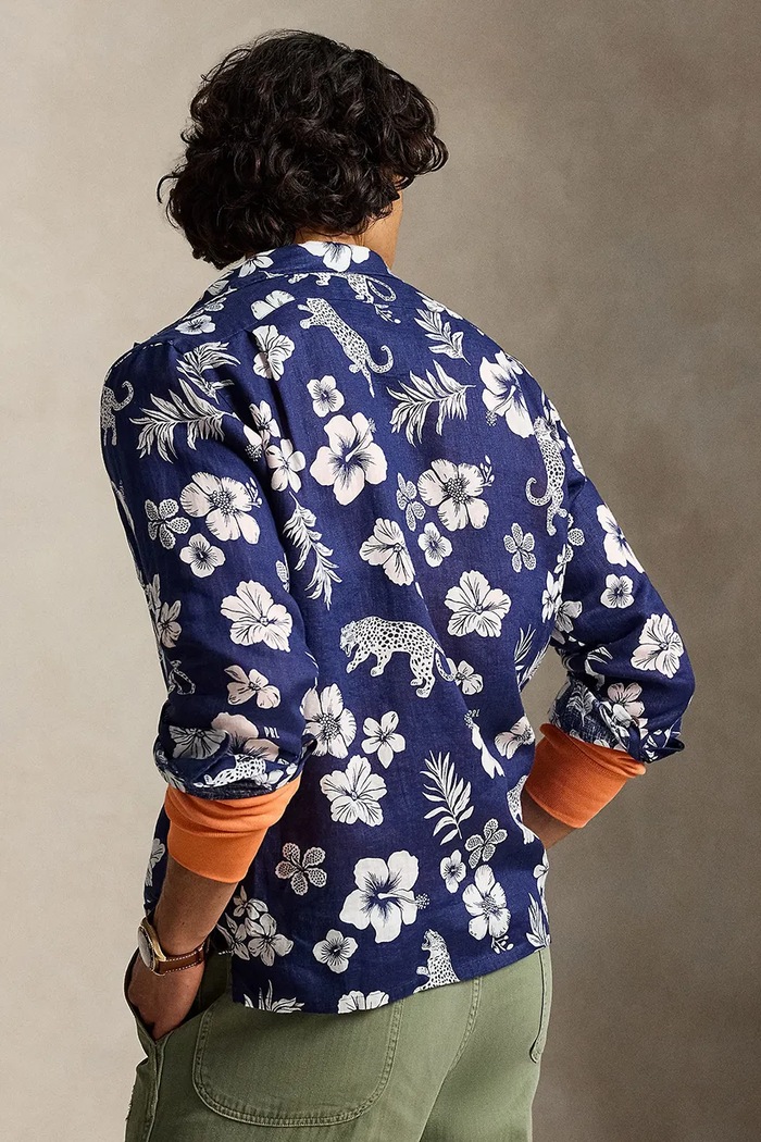 Polo Ralph Lauren košeľa pánska ľanová 710B14227 fialová SS26