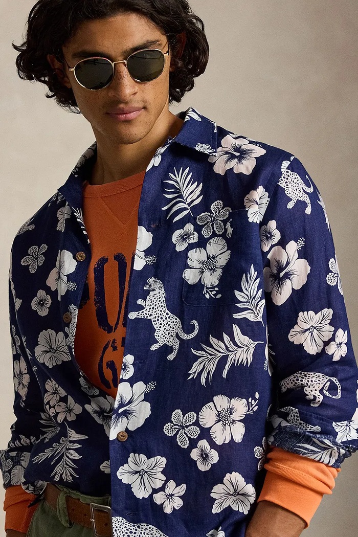 Polo Ralph Lauren košeľa pánska ľanová fialová 710B14227