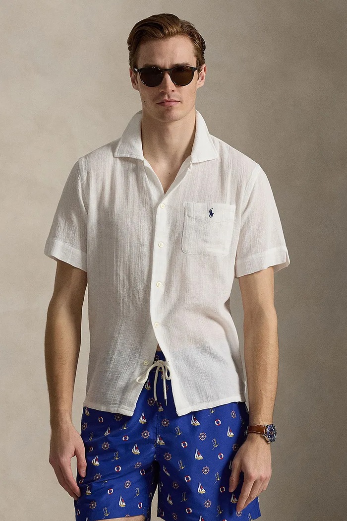 Βαμβακερό πουκάμισο Polo Ralph Lauren casual γκρί 710B14259