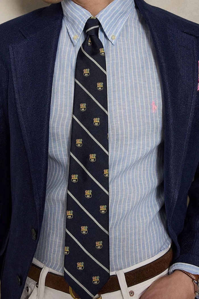 Πουκάμισο από λινό Polo Ralph Lauren μπλε 710B15594