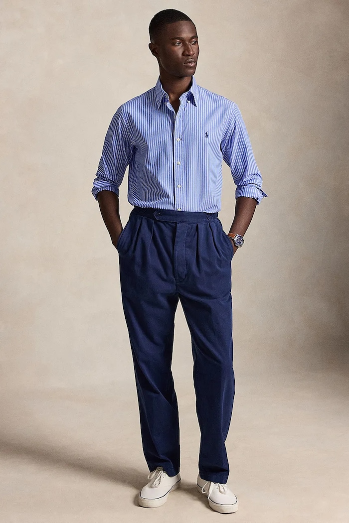 Oblečenie Polo Ralph Lauren košeľa pánska bavlnená 710B15595 modrá
