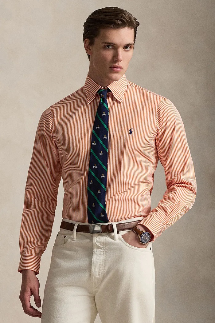 Polo Ralph Lauren cămașă pentru bărbați din bumbac portocaliu 710B15661