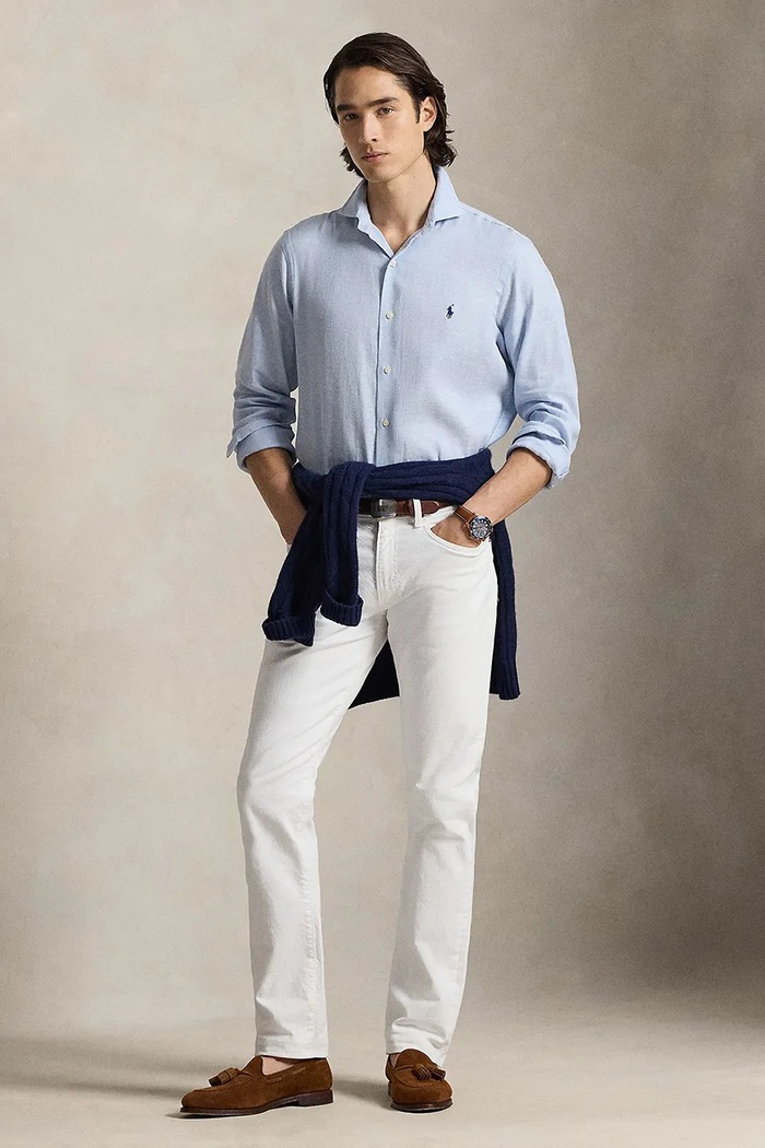 Oblečenie Polo Ralph Lauren košeľa pánska vlnená 710B16696 modrá