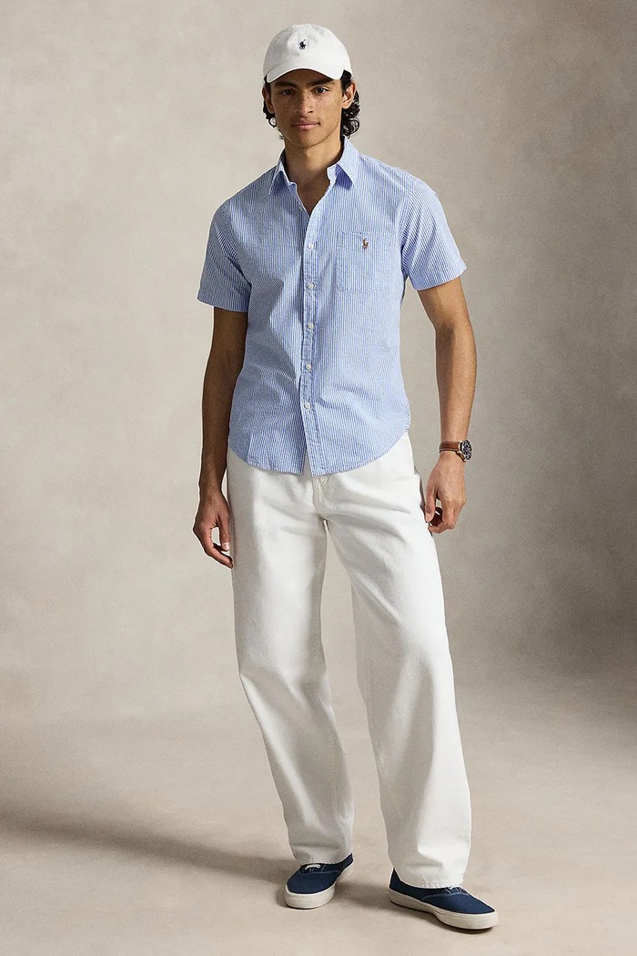 Oblečenie Polo Ralph Lauren košeľa pánska bavlnená 710B21346 modrá